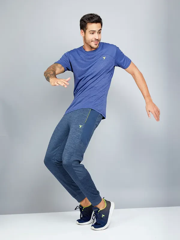 Men Melange Slim Fit Trackpants with TECHNO DRY - Image 2