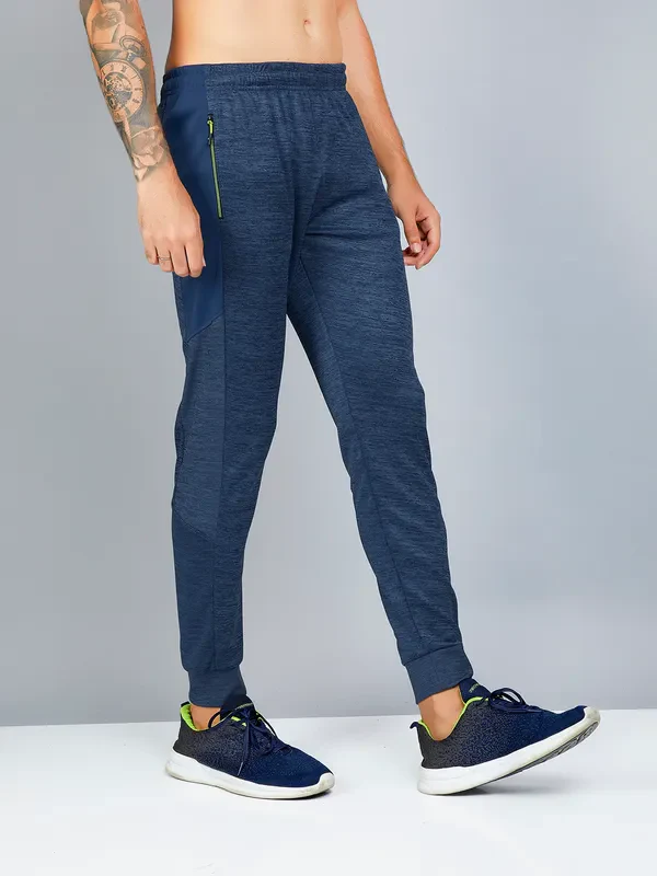 Men Melange Slim Fit Trackpants with TECHNO DRY - Image 4