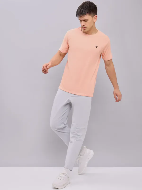 Men Solid Slim Fit Crew Neck T-shirt with TECHNO COOL+