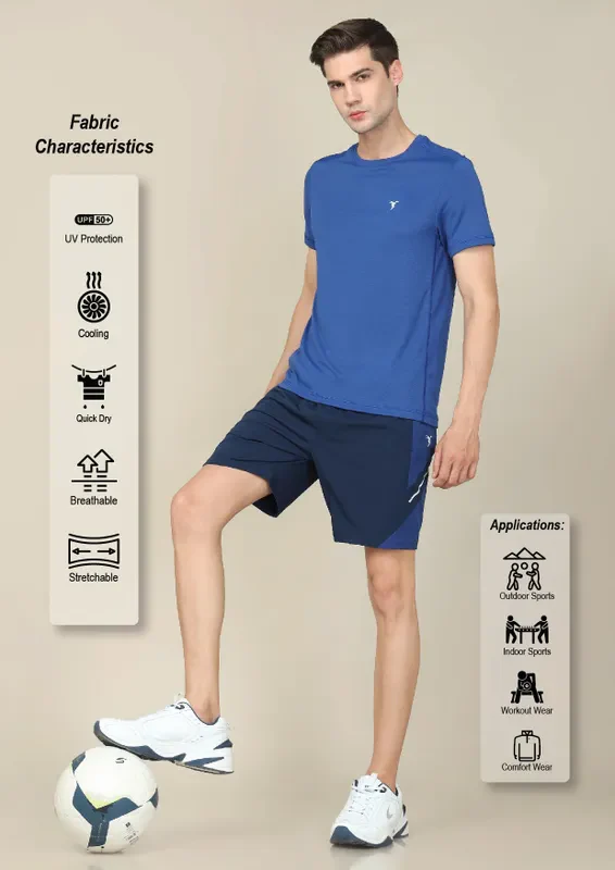 Men Solid Slim Fit Crew Neck T-shirt with TECHNO COOL+ - Image 2