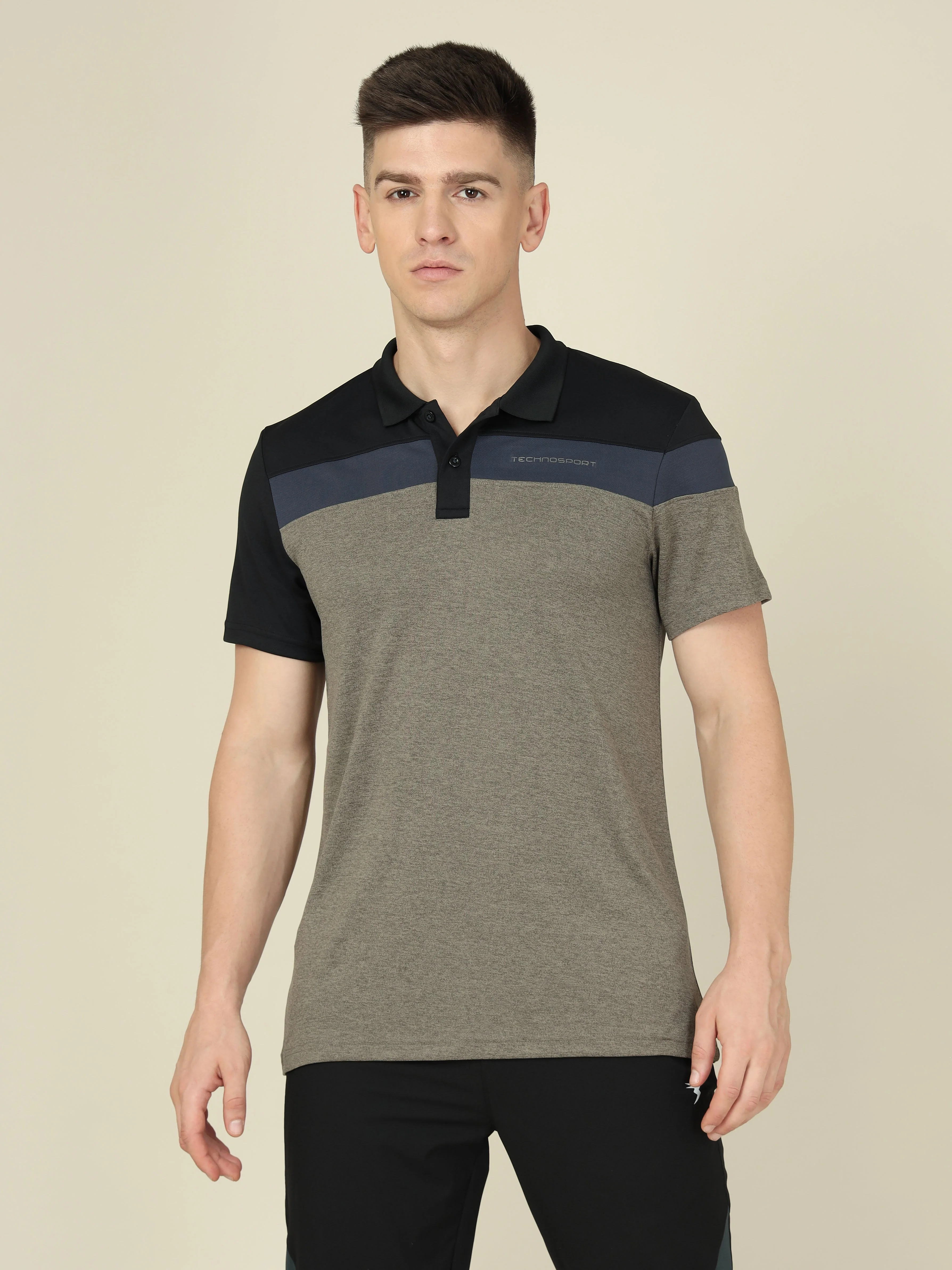 Men Colorblock Slim Fit Polo T-shirt with DOUBLE COOL - Image 3