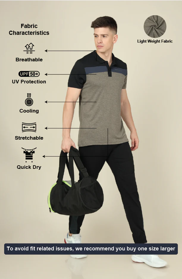 Men Colorblock Slim Fit Polo T-shirt with DOUBLE COOL - Image 4