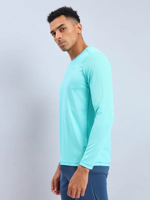 Men Solid Slim Fit Crew Neck T-shirt with TECHNO COOL+ - Image 3
