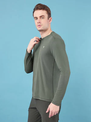 Men Solid Slim Fit Crew Neck T-shirt with TECHNO COOL+ - Image 3