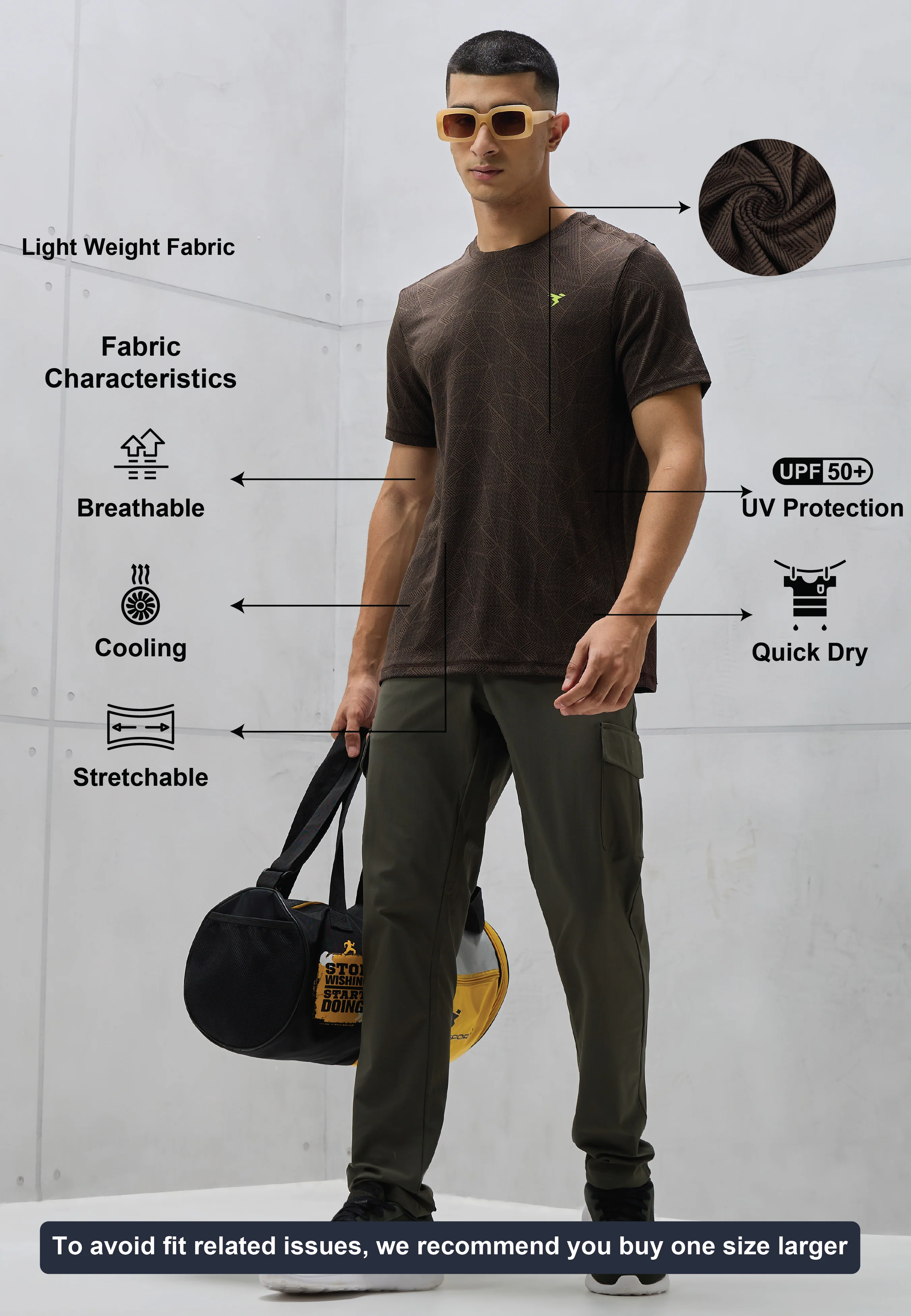 Men Jacquard Slim Fit Crew Neck T-shirt with DOUBLE COOL - Image 5