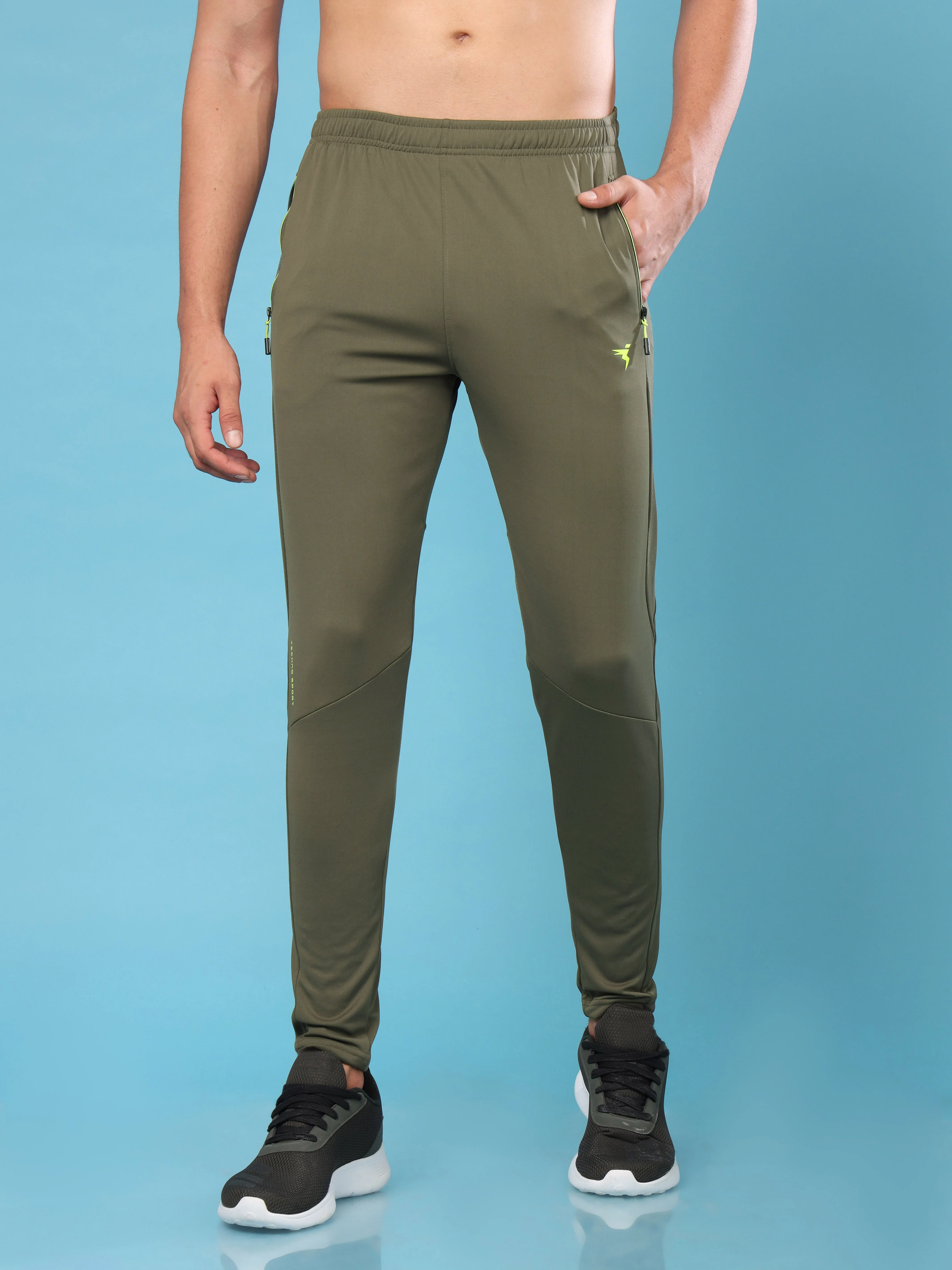 Men Solid Slim Fit Trackpants with TECHNO DRY