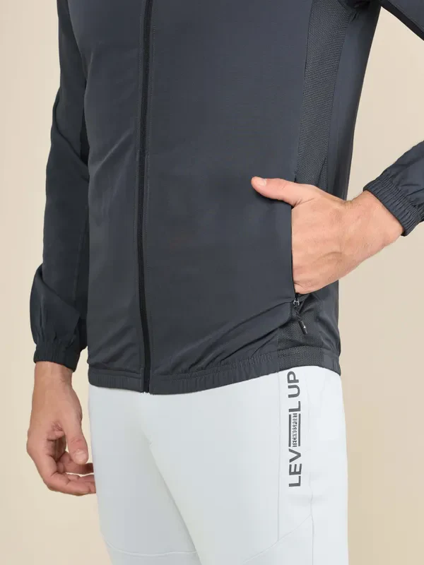 Men Solid Slim Fit Mock Neck Jacket with TECHNOLITE - Image 6