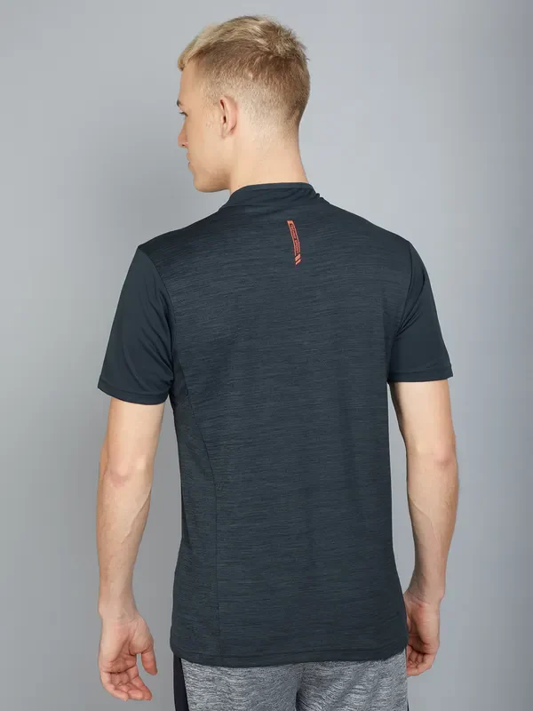 Men Melange Slim Fit Mock Neck T-shirt with TECHNO COOL+ - Image 3