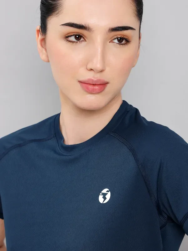 Women Solid Slim Fit Crew Neck T-shirt with TECHNO COOL+ - Image 5