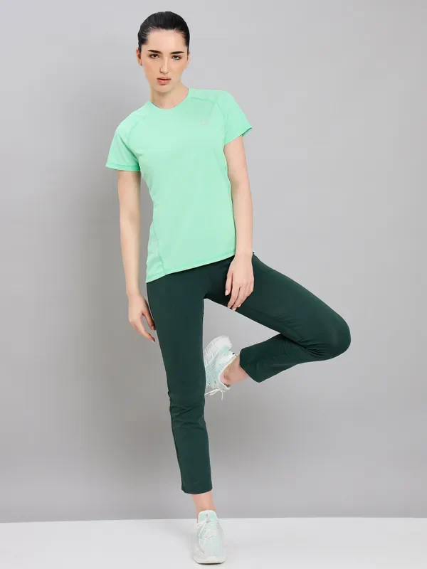 Women Solid Slim Fit Crew Neck T-shirt with TECHNO COOL+ - Image 6