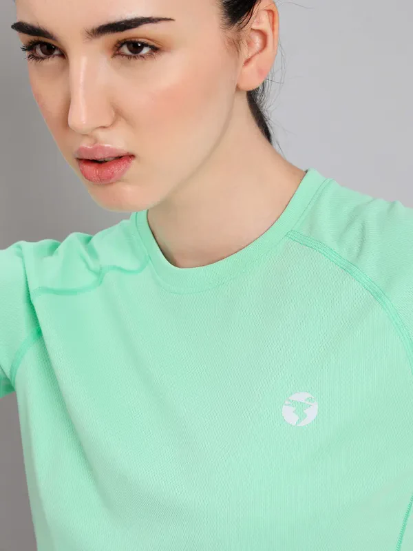 Women Solid Slim Fit Crew Neck T-shirt with TECHNO COOL+ - Image 7