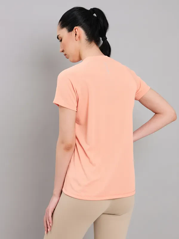 Women Solid Slim Fit Crew Neck T-shirt with TECHNO COOL+ - Image 3
