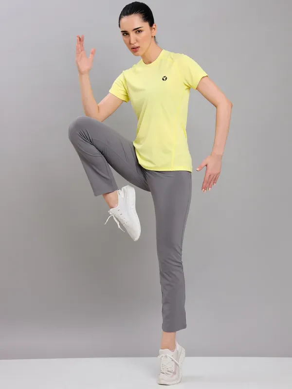 Women Solid Slim Fit Crew Neck T-shirt with TECHNO COOL+ - Image 2