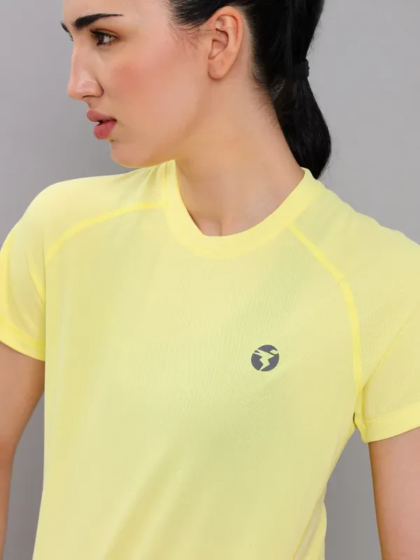 Women Solid Slim Fit Crew Neck T-shirt with TECHNO COOL+ - Image 5