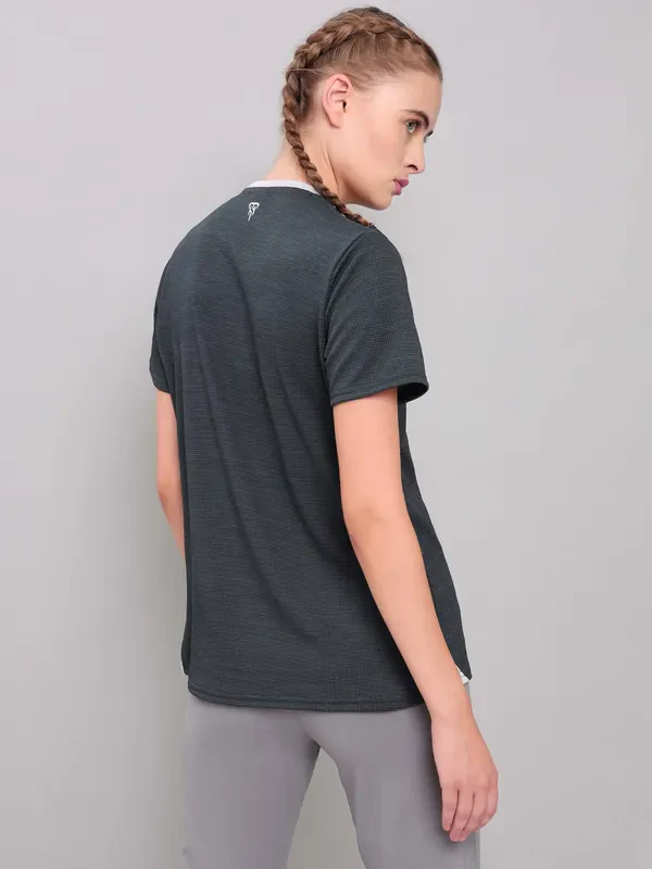 Women Solid Slim Fit V Neck T-shirt with DOUBLE COOL - Image 6