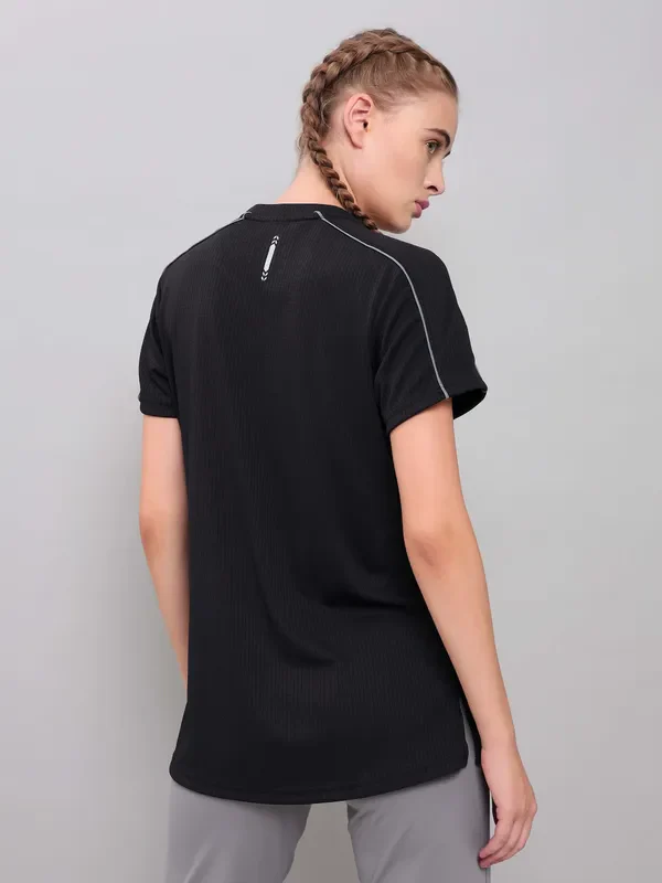 Women Self Design Slim Fit Crew Neck T-shirt with TECHNO COOL+ - Image 3