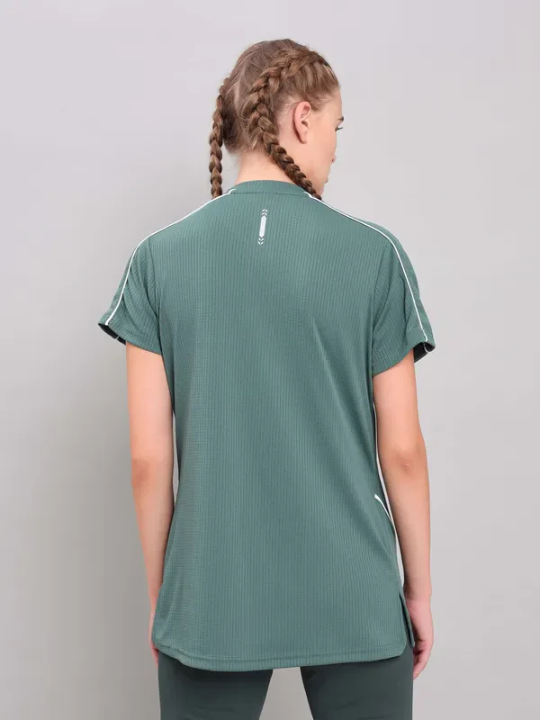 Women Self Design Slim Fit Crew Neck T-shirt with TECHNO COOL+ - Image 3