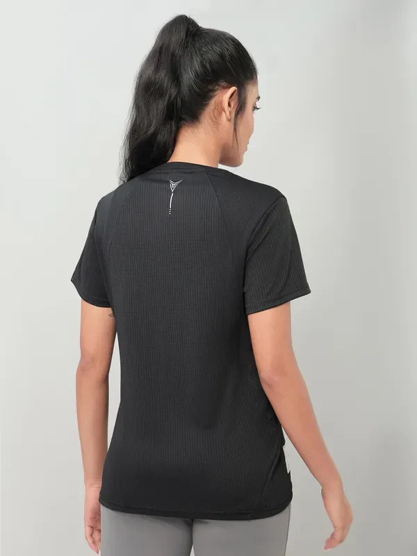Women Self Design Slim Fit Crew Neck T-shirt with TECHNO COOL+ - Image 5