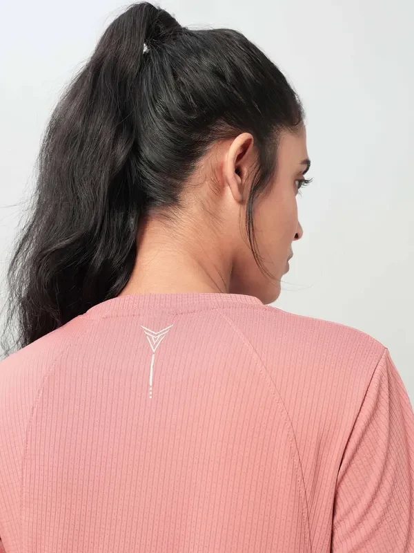 Women Self Design Slim Fit Crew Neck T-shirt with TECHNO COOL+ - Image 11