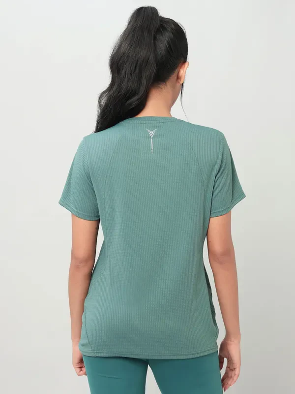 Women Self Design Slim Fit Crew Neck T-shirt with TECHNO COOL+ - Image 5