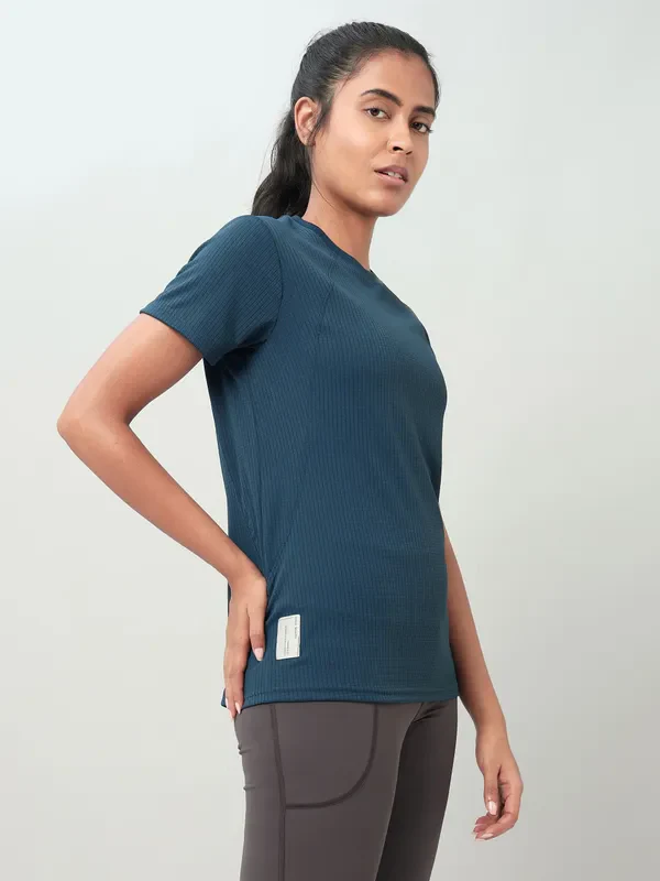 Women Self Design Slim Fit Crew Neck T-shirt with TECHNO COOL+ - Image 7