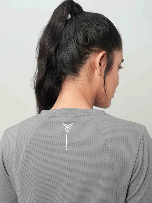 Women Self Design Slim Fit Crew Neck T-shirt with TECHNO COOL+ - Image 11