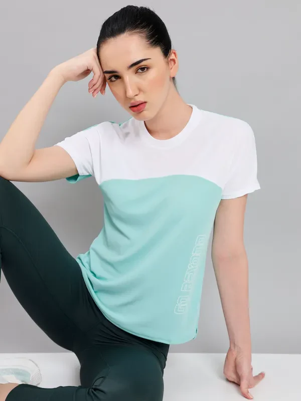 Women Colorblock Slim Fit Crew Neck T-shirt with TECHNO COOL+ - Image 2
