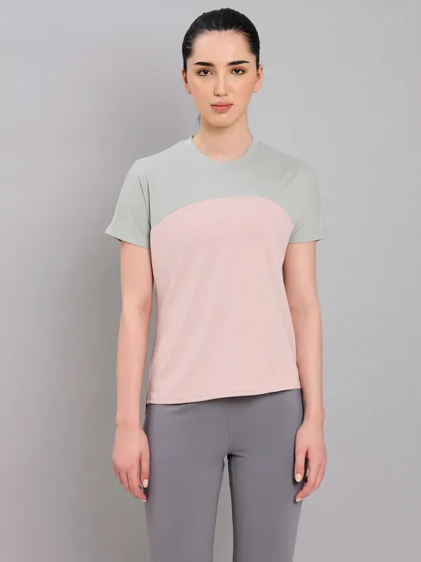 Women Colorblock Slim Fit Crew Neck T-shirt with TECHNO COOL+ - Image 4