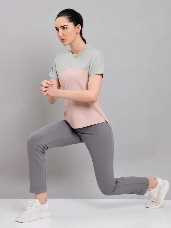 Women Colorblock Slim Fit Crew Neck T-shirt with TECHNO COOL+ - Image 5