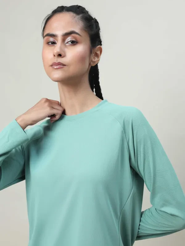 Women Solid Slim Fit Crew Neck T-shirt with TECHNO COOL+ - Image 5