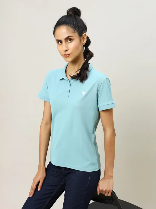 Women Solid Slim Fit Polo T-shirt with MATPIQ - Image 6