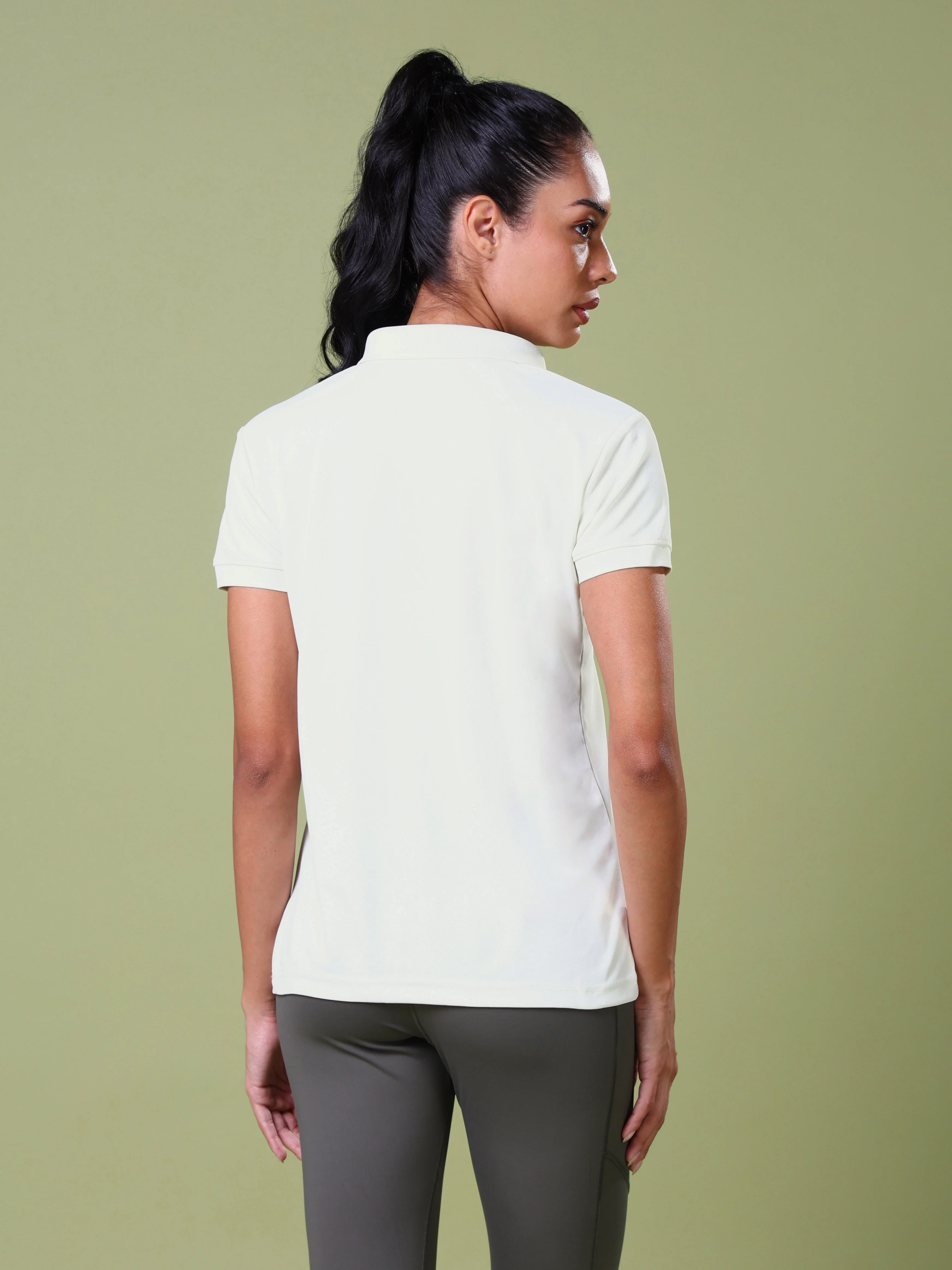 Women Solid Slim Fit Polo T-shirt with MATPIQ - Image 3