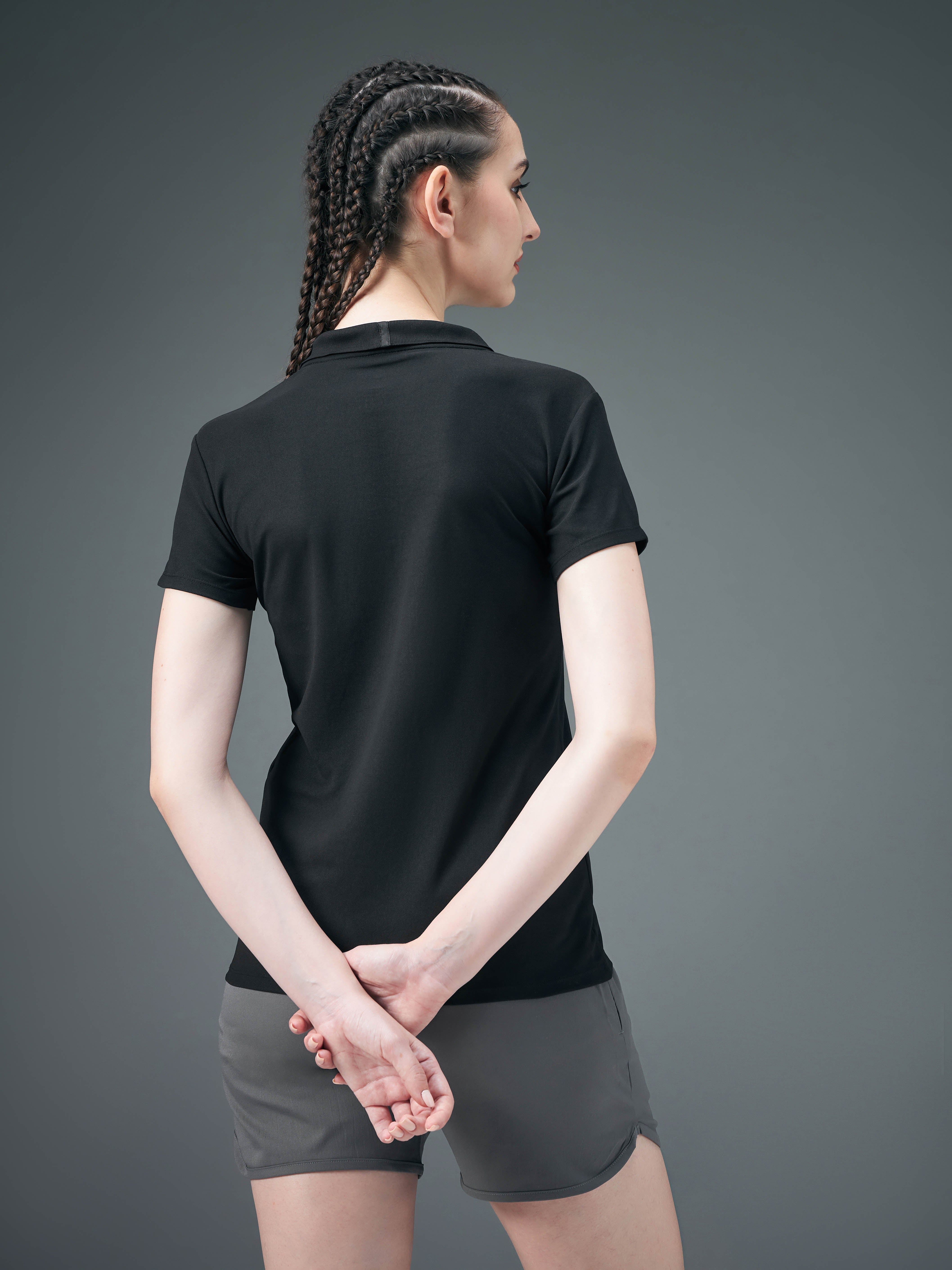 Women Solid Slim Fit Polo T-shirt with MATPIQ - Image 3
