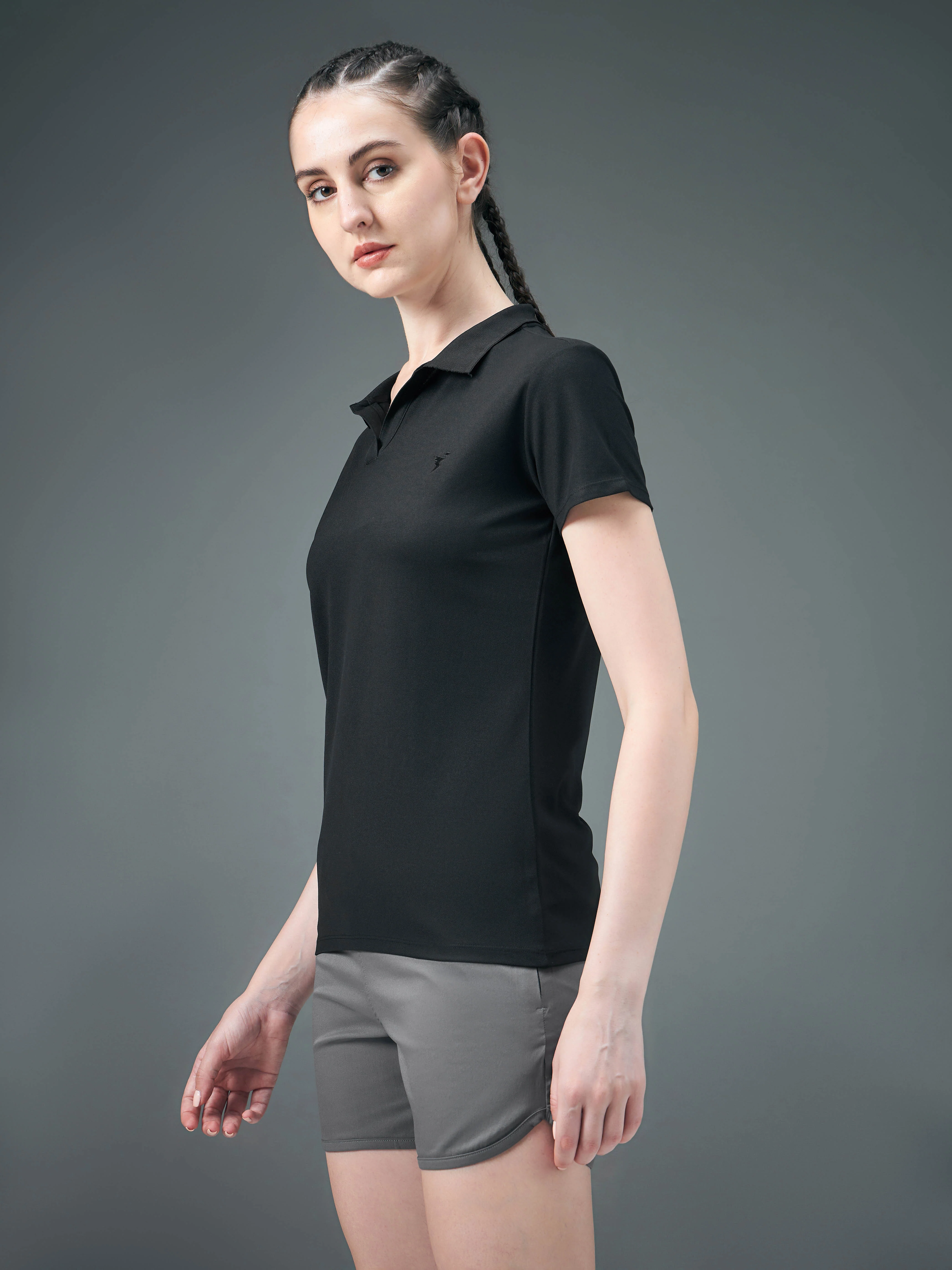 Women Solid Slim Fit Polo T-shirt with MATPIQ - Image 4