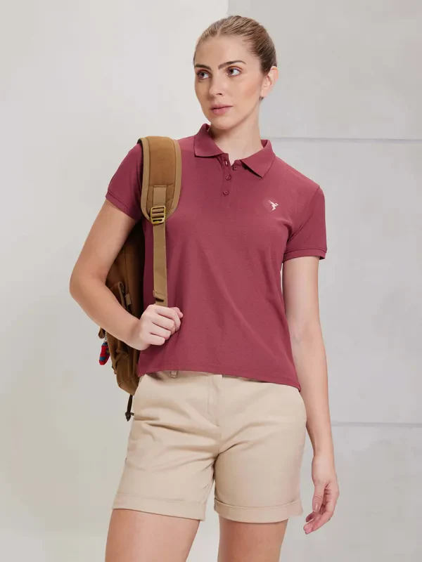 Women Solid Slim Fit Polo T-shirt with MATPIQ - Image 3