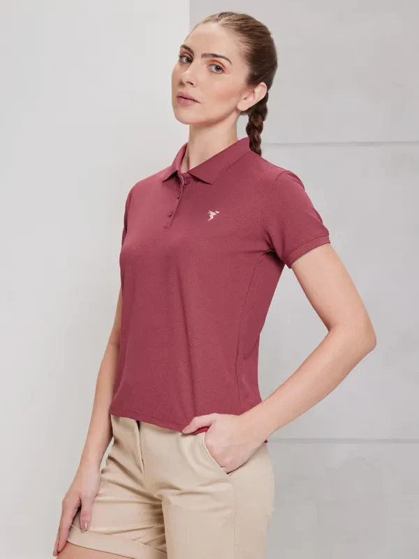 Women Solid Slim Fit Polo T-shirt with MATPIQ - Image 4