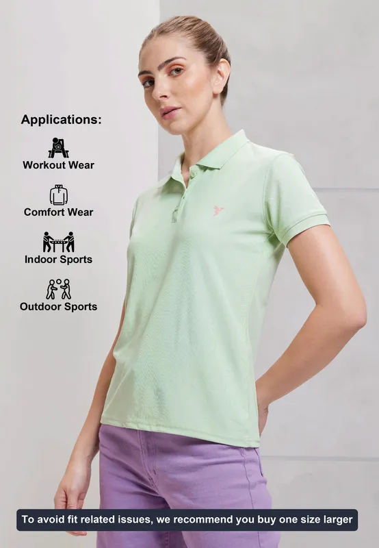 Women Solid Slim Fit Polo T-shirt with MATPIQ - Image 4