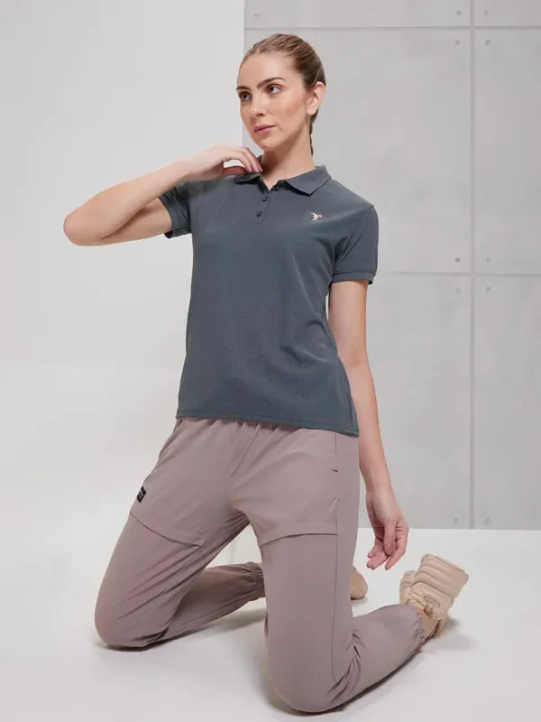 Women Solid Slim Fit Polo T-shirt with MATPIQ - Image 3