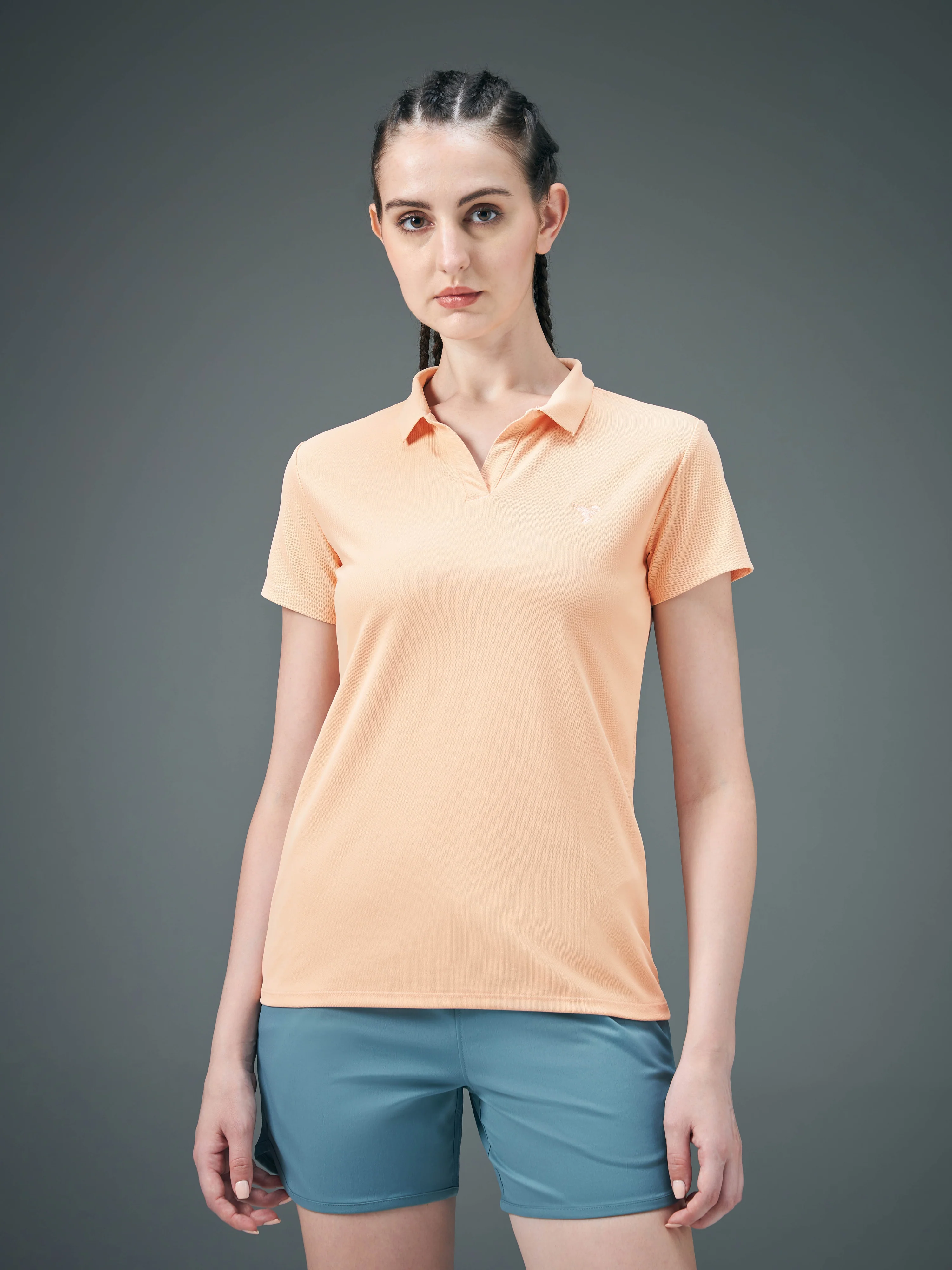 Women Solid Slim Fit Polo T-shirt with MATPIQ - Image 2