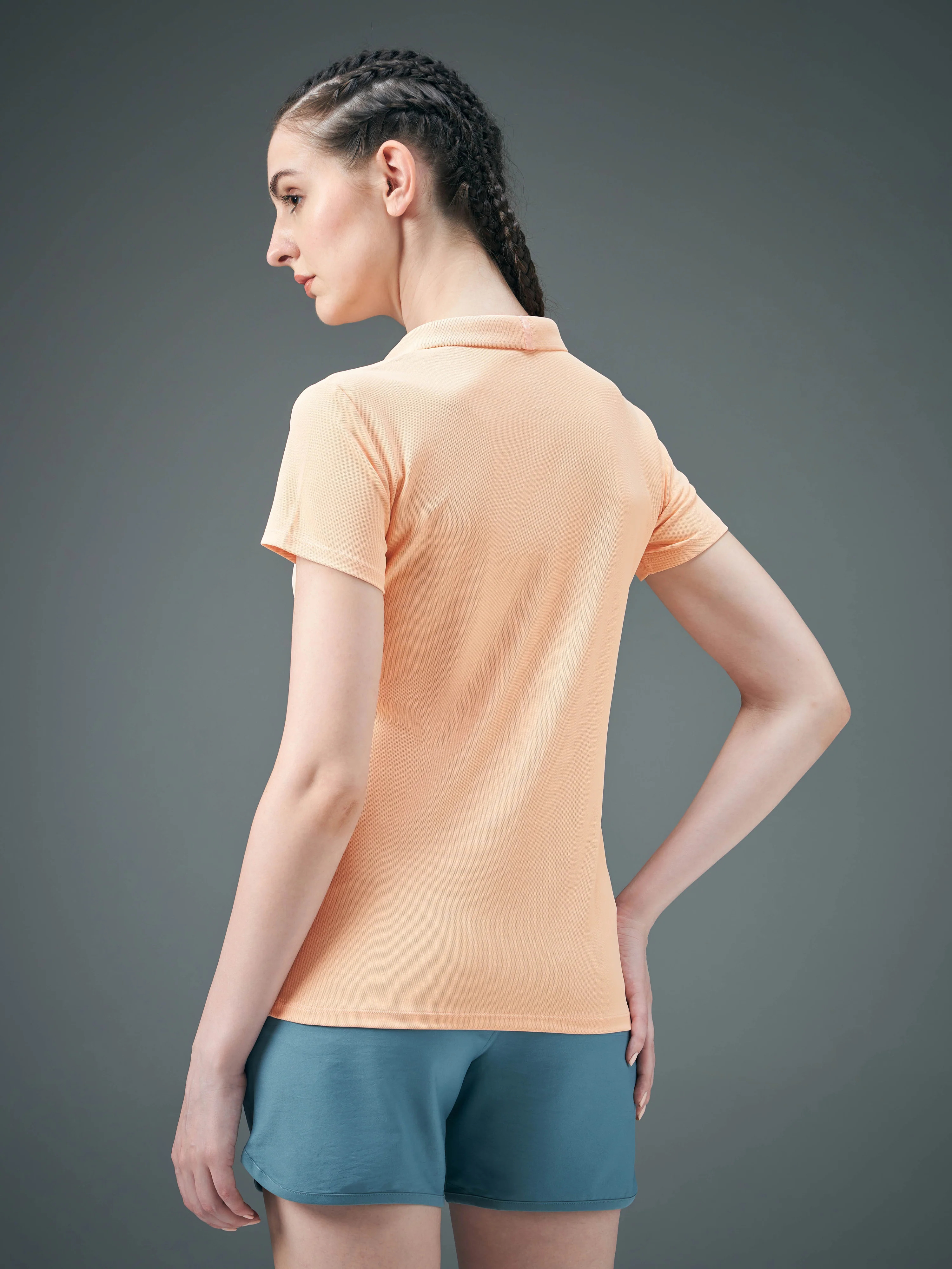 Women Solid Slim Fit Polo T-shirt with MATPIQ - Image 3