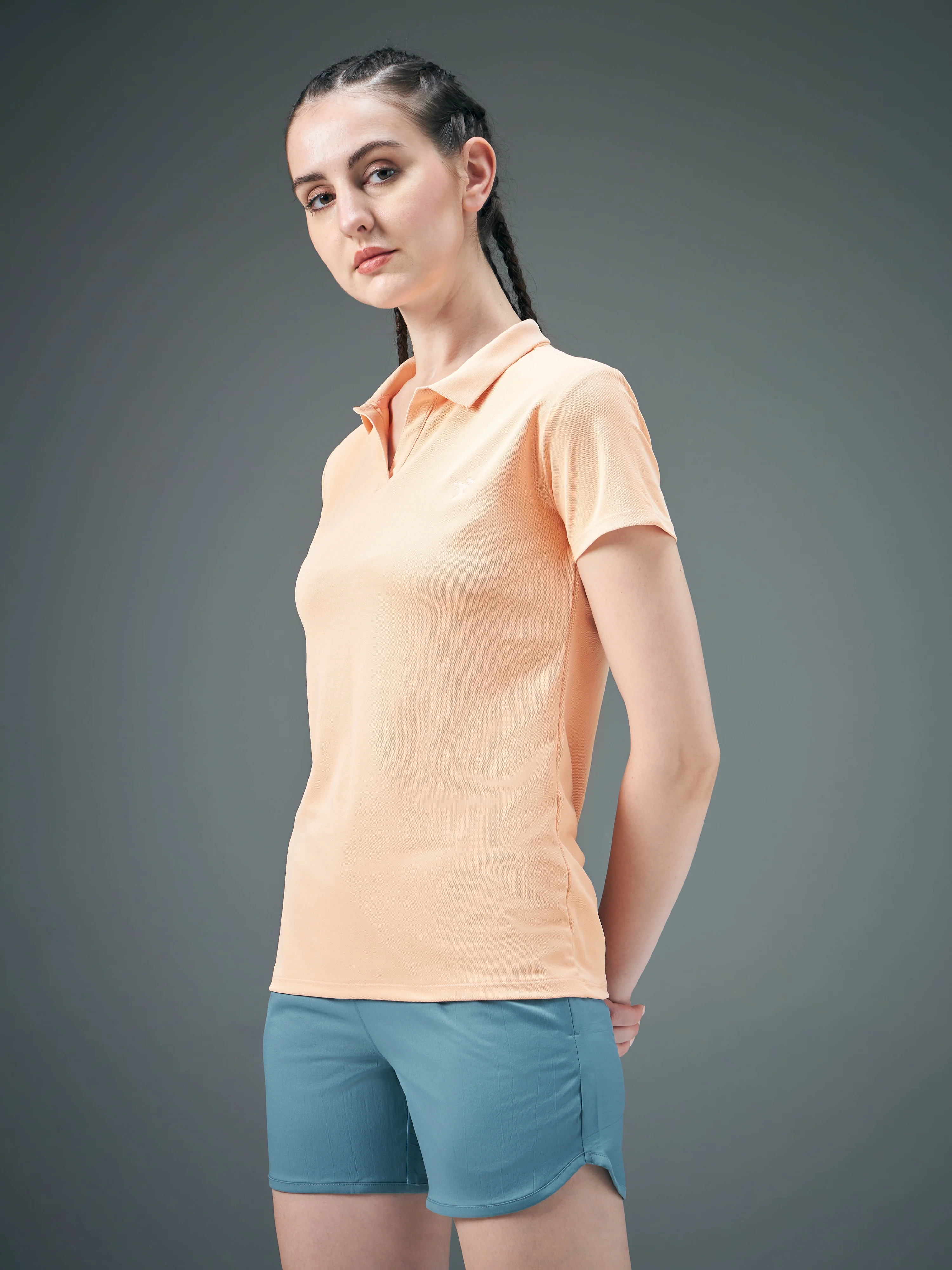 Women Solid Slim Fit Polo T-shirt with MATPIQ - Image 4