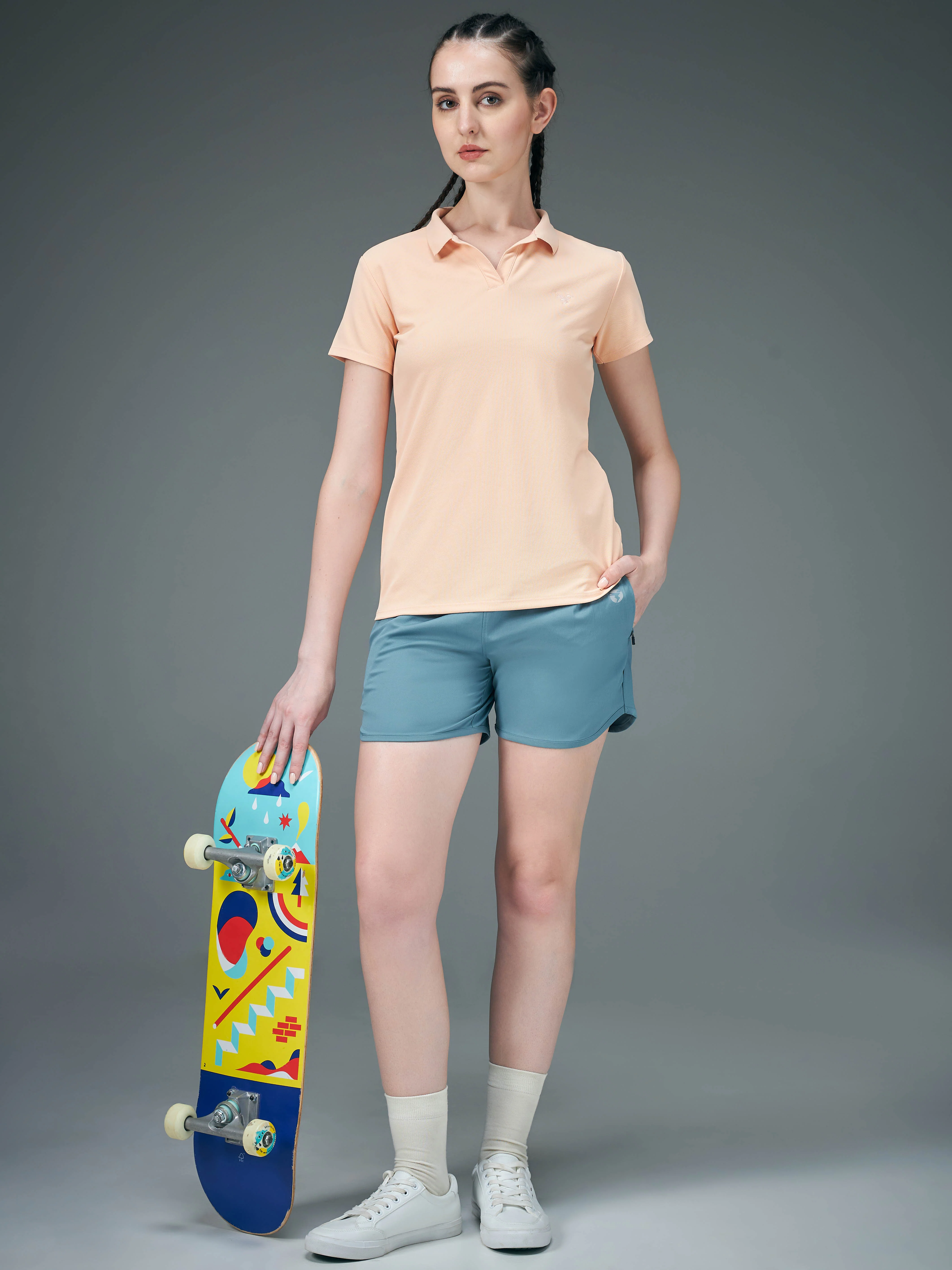 Women Solid Slim Fit Polo T-shirt with MATPIQ - Image 5