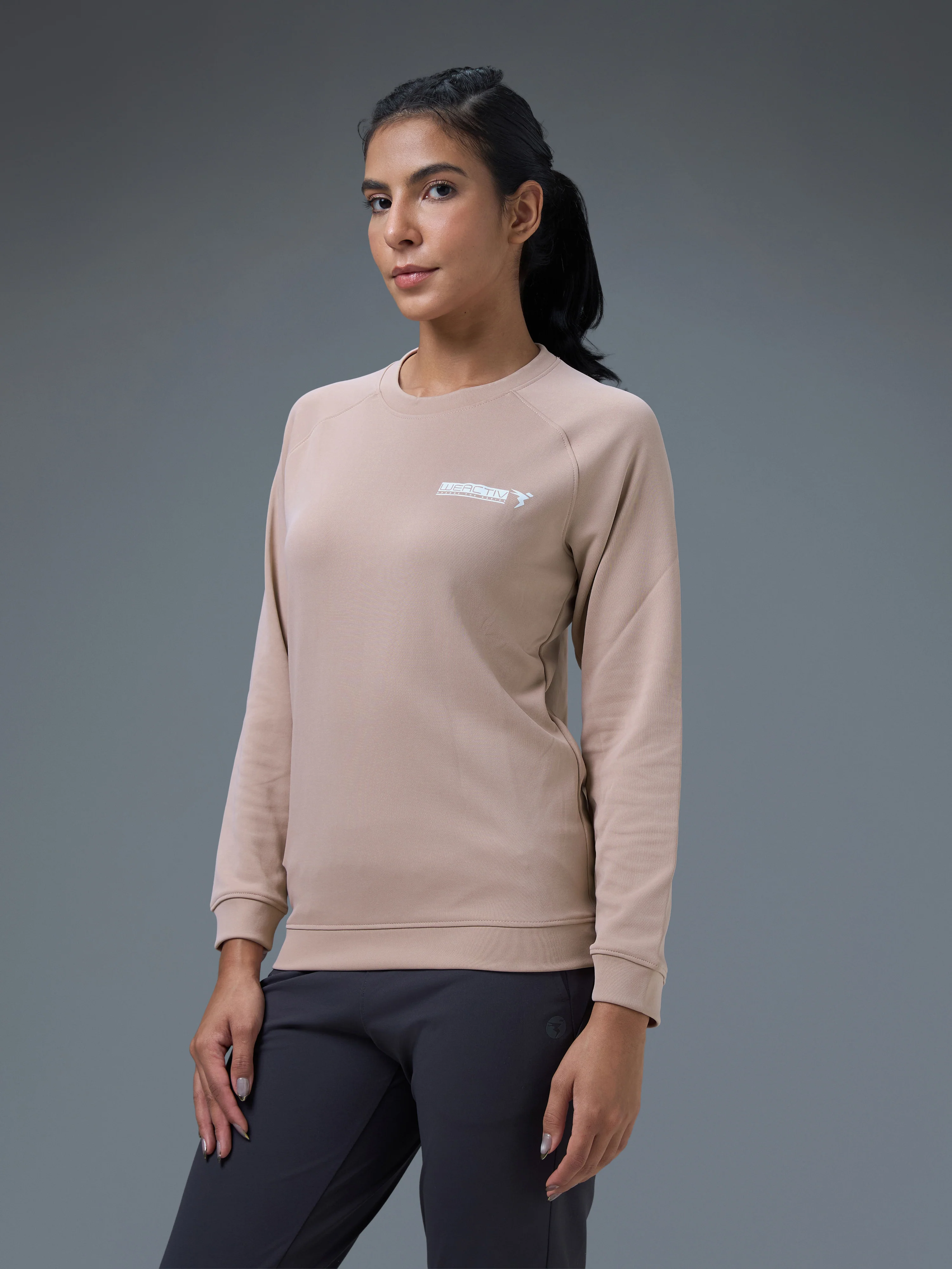 Women Printed Slim Fit Crew Neck Pullover with ELASTO PLUS - Image 4