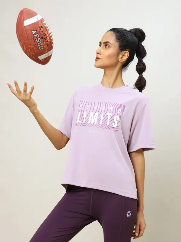 Women Printed Boxy Fit Crew Neck T-shirt with TECHNO COOL+ - Image 2