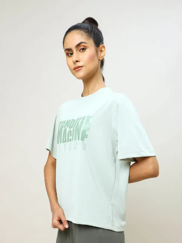 Women Printed Boxy Fit Crew Neck T-shirt with TECHNO COOL+ - Image 5