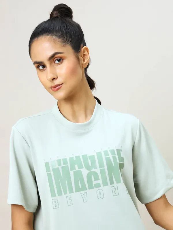 Women Printed Boxy Fit Crew Neck T-shirt with TECHNO COOL+ - Image 6
