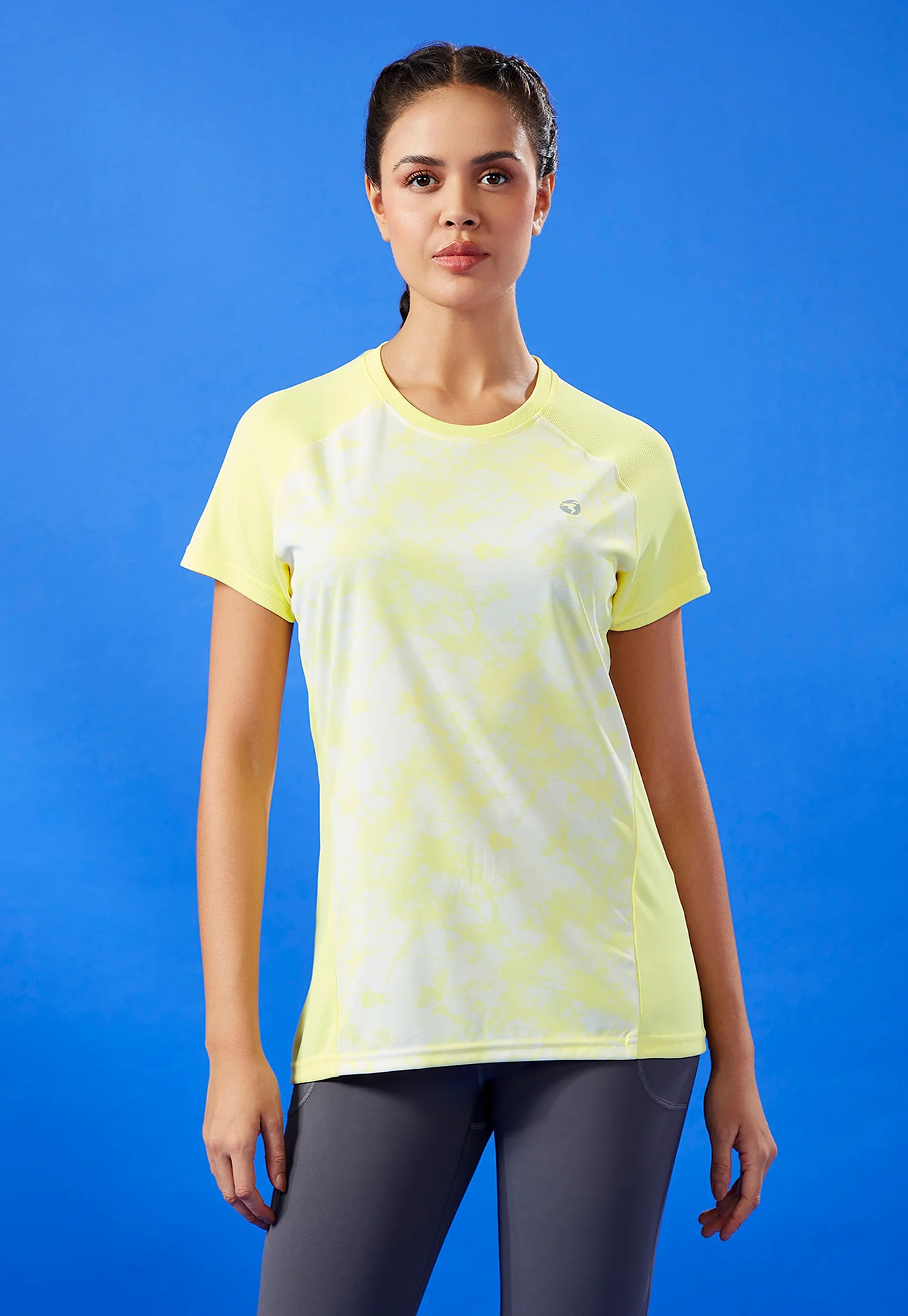 Women Abstract Print Slim Fit Crew Neck T-shirt with TECHNO COOL+ - Image 2