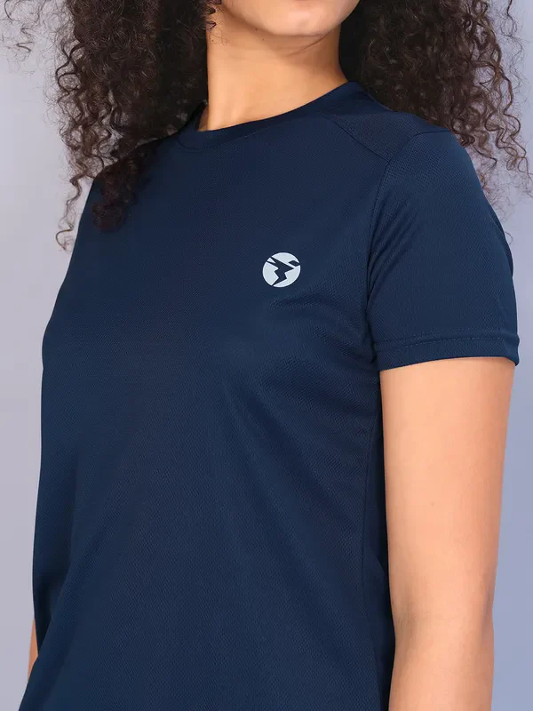 Women Solid Slim Fit Crew Neck T-shirt with TECHNO COOL - Image 4