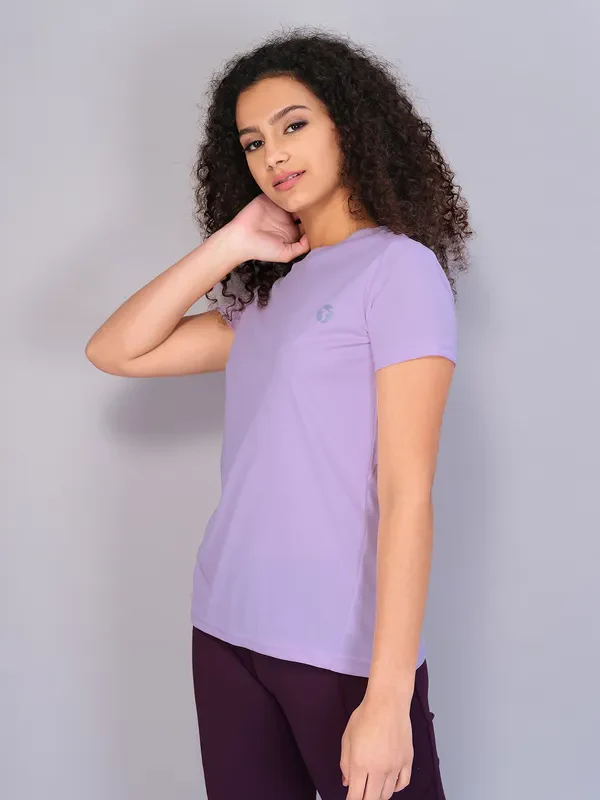 Women Solid Slim Fit Crew Neck T-shirt with TECHNO COOL - Image 2