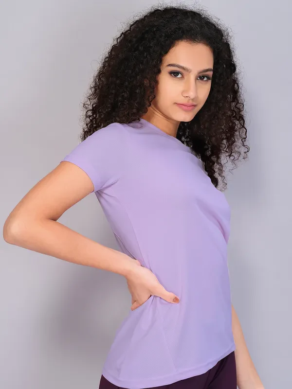 Women Solid Slim Fit Crew Neck T-shirt with TECHNO COOL - Image 3